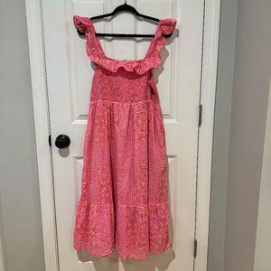 Vineyard Vines Cotton‎ Neon Tortola Tile Smocked Midi Dress - Size XL